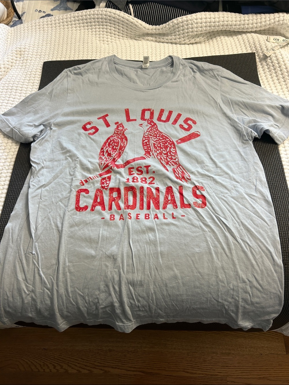 Bella Canvas Light Blue St. Louis Cardinals Short Sleeve Tee with Red Print